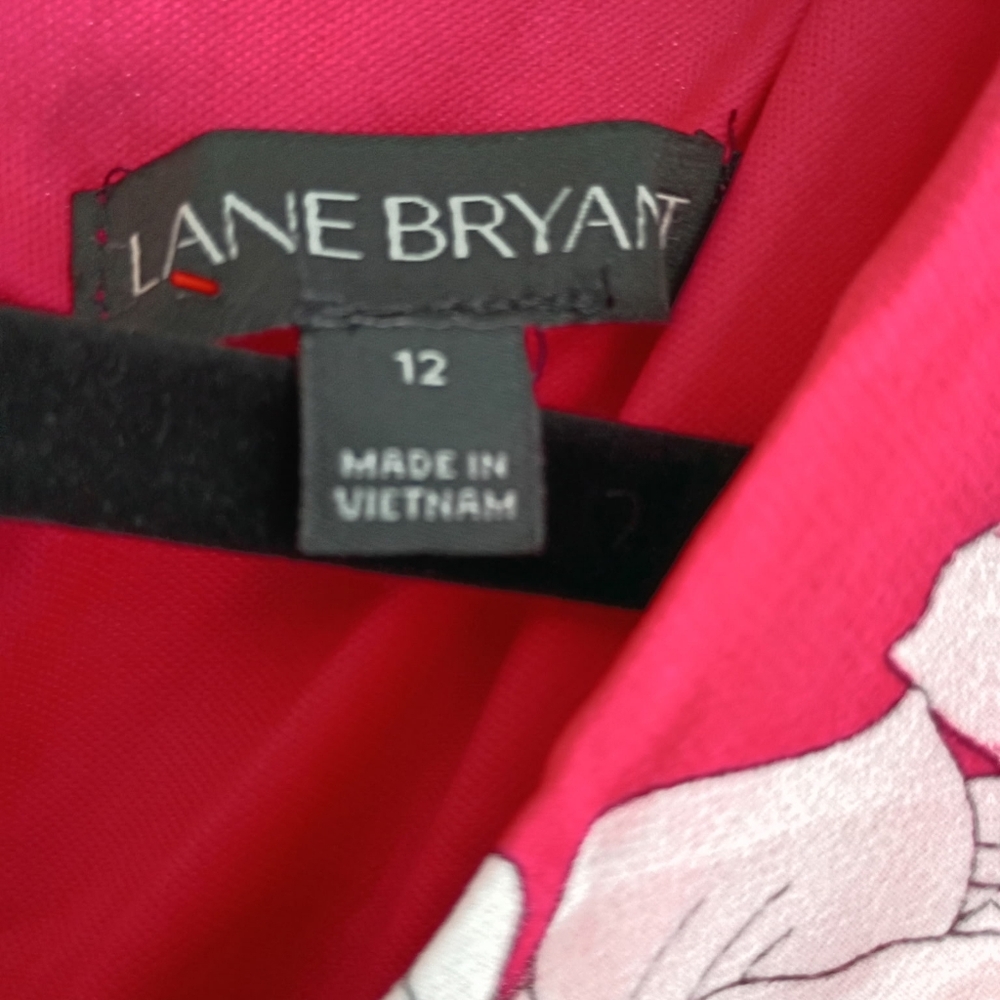 Lane Bryant Pink, White Kimono Style Fit And Flare Women's Dress SZ 12 - Picture 4 of 5